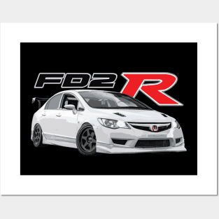 dohc TYPE R FD2 sedan JDM Championship White Tuned Posters and Art